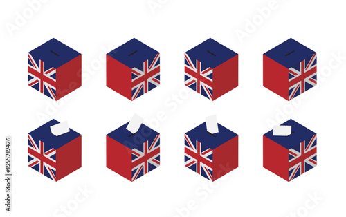 United Kingdom Election Ballot Box Vector Isometric
