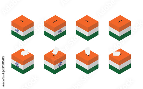 India Election Ballot Box Vector Isometric