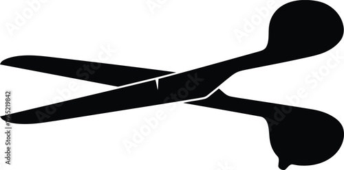 Black silhouette of scissors on transparent background icon for design and illustration