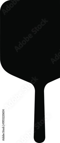 Black silhouette of pizza peel for lifting and serving pizza isolated on checkered background
