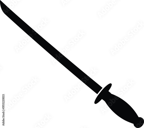 Long sword weapon for combat or historical reenactment, sharp medieval blade with protective hilt and handle