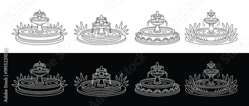 Wedding cake Icons set. with floral crowns vector illustration.