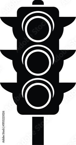 Black traffic light icon silhouette on transparent background for urban road safety design