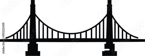 Golden gate bridge silhouette in black, modern landmark, travel and tourism symbol, architectural icon