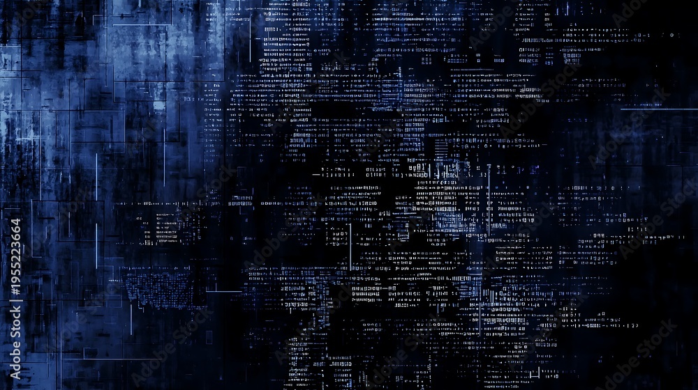 Obraz premium High Tech Digital Code Background with Abstract Cyber Security Data Processing and Matrix Information Flow for Software Development Design
