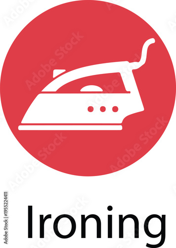Graphic representation of ironing equipment symbol, digital illustration for informational purposes, clean household appliance icon