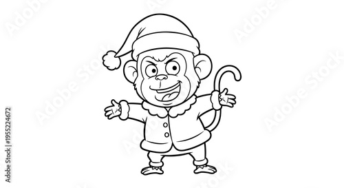 Monkey in Santa Hat and Coat.