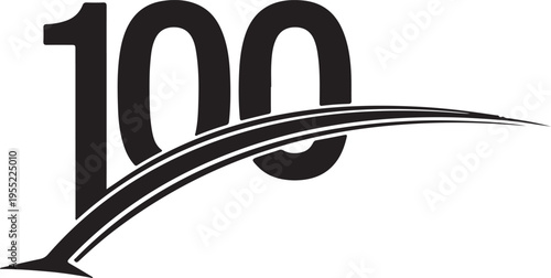 one hundred number with swoosh graphic design celebration anniversary milestone achievement symbol