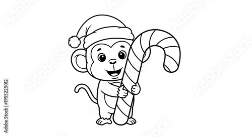 Monkey wearing Santa hat holding candy 2.
