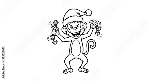 Monkey Wearing Santa Hat Playing 1.