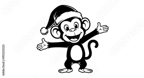 Monkey Wearing Santa Hat Smiling 1.