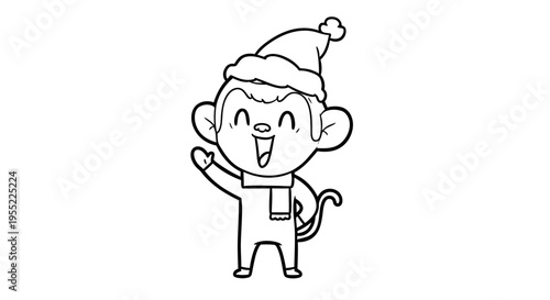 Monkey Wearing Santa Hat Smiling 2.