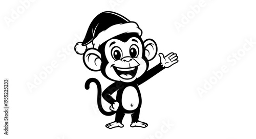 Monkey Wearing Santa Hat Smiling 3.