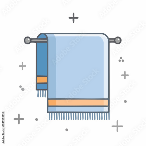 Cartoon-style towel hanging on a towel rack.