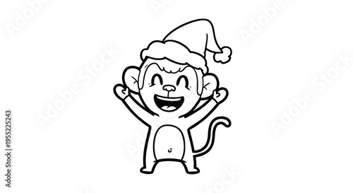 Monkey Wearing Santa Hat Smiling 5.