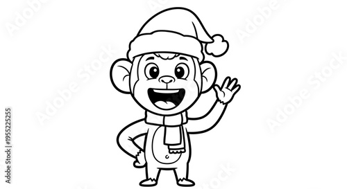 Monkey Wearing Santa Hat Smiling 6.