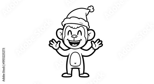 Monkey Wearing Santa Hat Smiling.