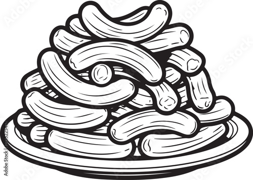 Plate full of pickles monochrome line art vector illustration isolated on transparent background delicious pickled cucumbers appetizer