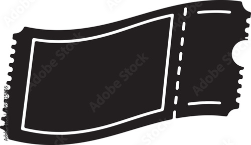 Simple black ticket stub design with torn edges and dotted line on transparent background vector illustration