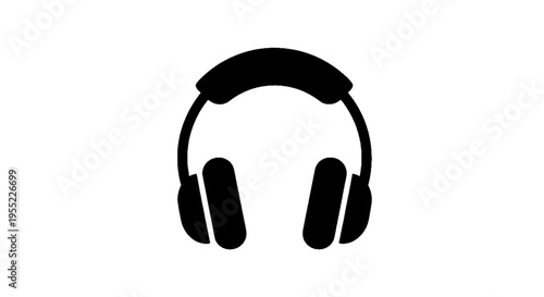 Vector illustration of black silhouette icon of modern headphones
