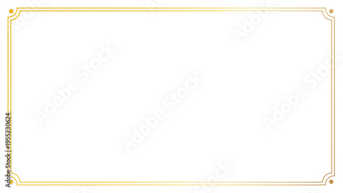 シンプルなゴールドのラインフレーム 16:9サイズ	