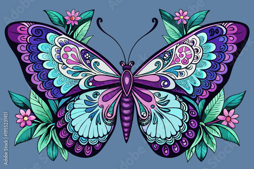 Colorful insect and bug vector collection isolated on black.
