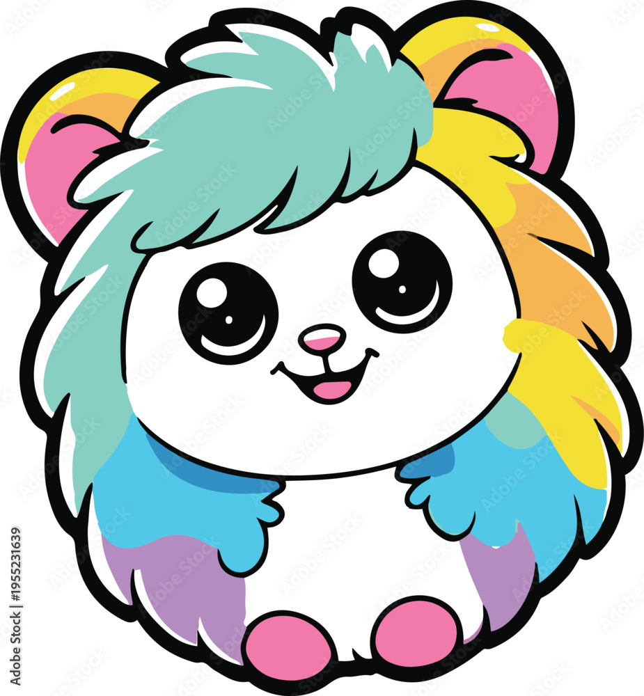 Fototapeta premium Cute mascot sticker illustration with bold outlines, vibrant colors, smooth cartoon shapes, playful modern vector design isolated on white background 3