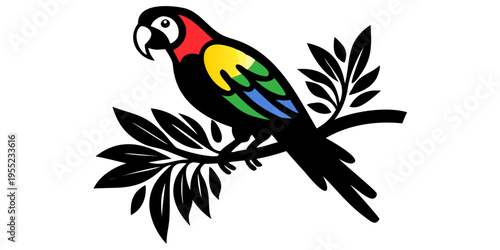 Colorful Stylized Parrot Icon Set Vector Illustration