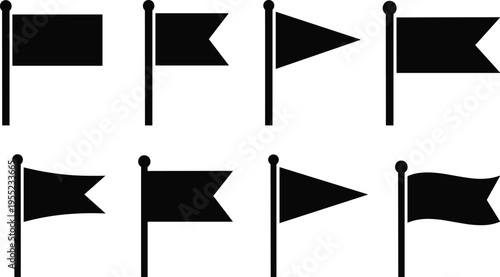 Flag Icon Set Featuring Various Flag Shapes and Styles for Event, Country, and Branding Designs