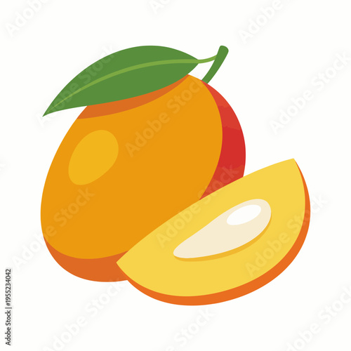 A succulent mango displayed beside a cross-section, showcasing its vibrant color and juicy flesh, perfect for summer and promoting healthy eating choices.