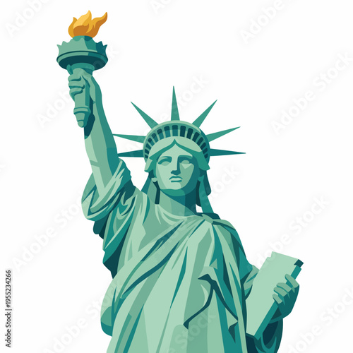 The iconic Statue of Liberty, representing freedom and democracy, stands tall with a torch and tablet, showcasing its grandeur and historical significance in American culture.