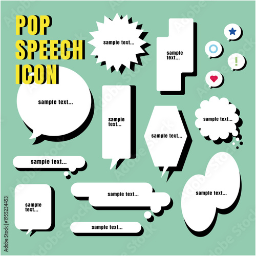 ポップでかわいいモノクロの吹き出しセット