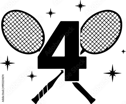 Set of 4 tennis racket icons vector