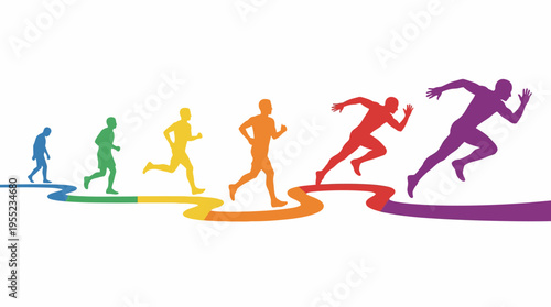 Evolution of Human Movement From Primitive Steps to Athletic Speed, Illustrating Progress and Diversity in Motion