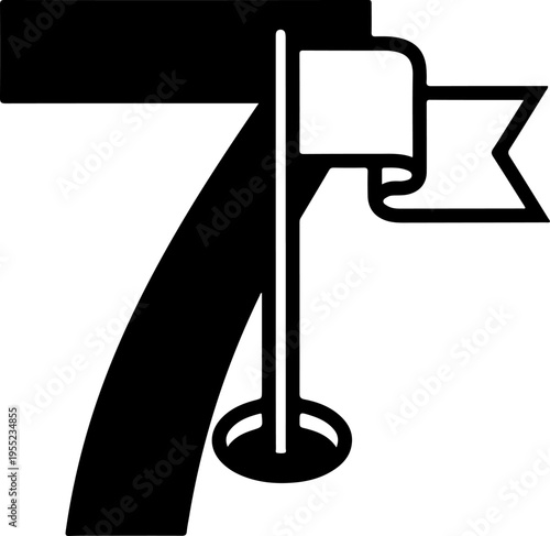 Black number 7 flag icon vector