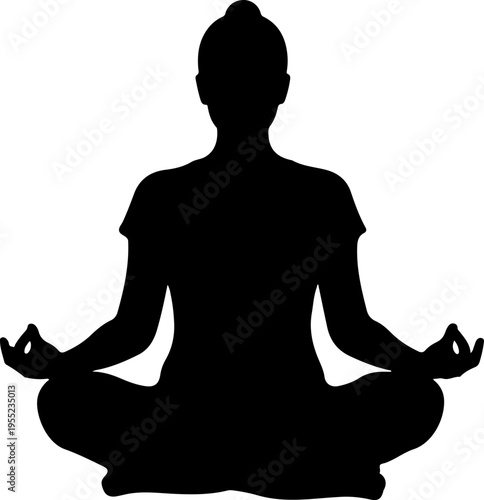 Black silhouette of a meditating person vector