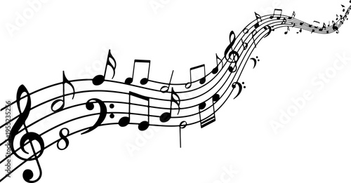 Vector musical notes and staff illustration