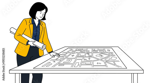 Urban planner analyzing detailed city map for strategic project development