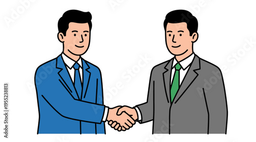 Businessmen shaking hands in agreement, Partnership concept illustration