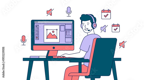 Creative Professional Engaged in Remote Work and Online Communication