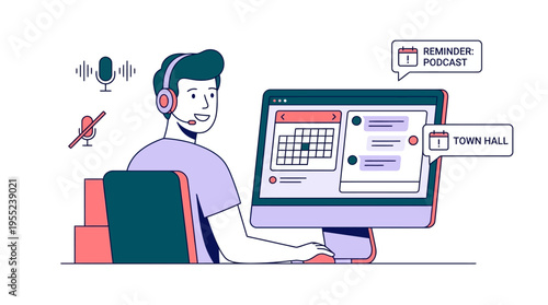 Digital engagement professional managing virtual meetings and online communication