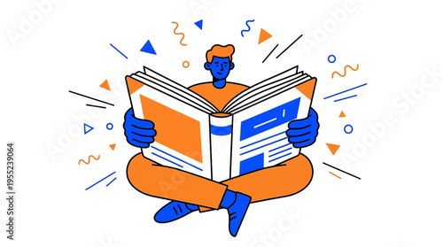 Illustrative Character Deeply Focused on a Book, Unlocking Insights and Expanding Horizons