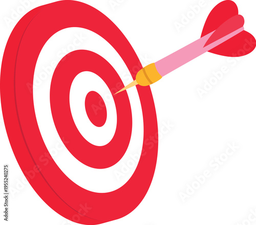 Dart Hitting Bullseye Target, Dart Board Game illustration