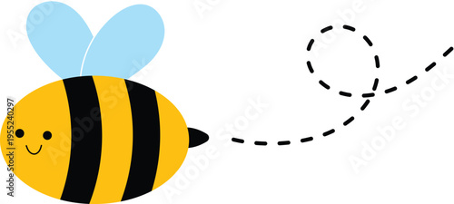 Cute Smile Bee Flying illustration