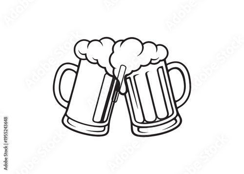 Clinking beer mugs vector icon for celebration and party events