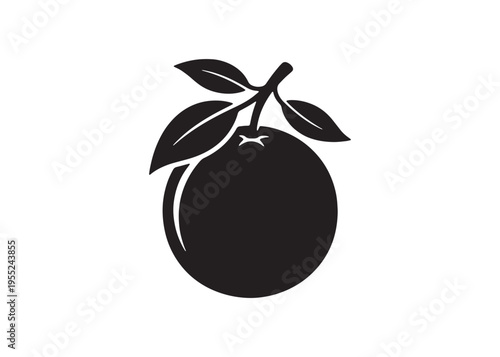 Fresh orange fruit silhouette vector illustration for healthy food