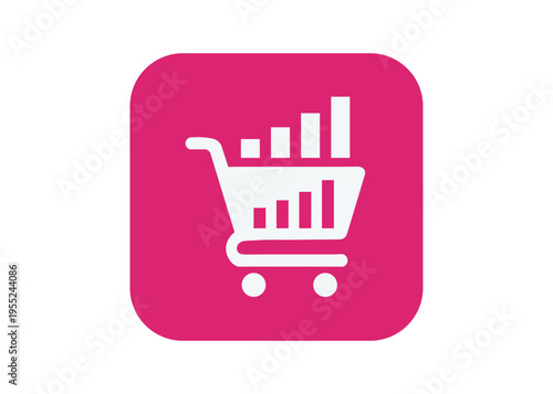 Ecommerce shopping cart icon with business sales growth chart