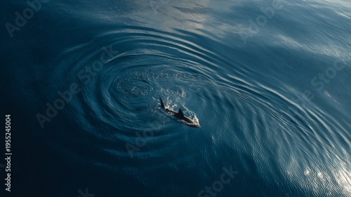 Serene Moment of a Dolphin Swimming in Calm Ocean Waters with Gentle Ripples Surrounding It