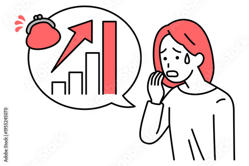 物価高騰で動揺する若い女性