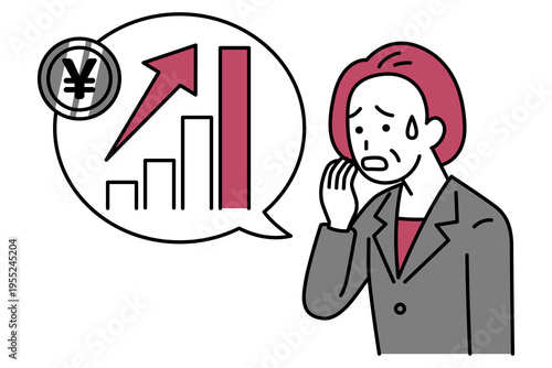 物価高騰で動揺する中年のスーツの女性